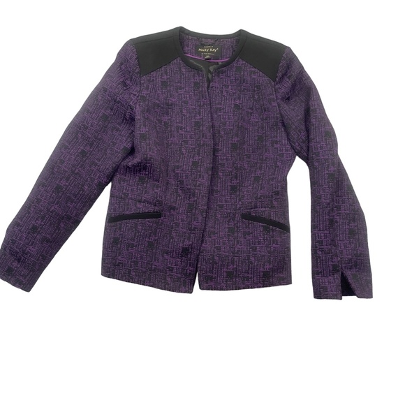 Mary Kay by Twinhill 10T Sales Exec Jacket Lined Purple Black Hook Eye Closure - Picture 2 of 5